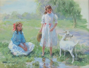 Pets and Children Painting - Girls Goat KR 061 pet kids